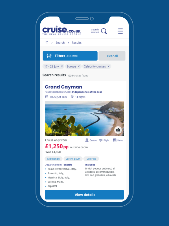 Search results page